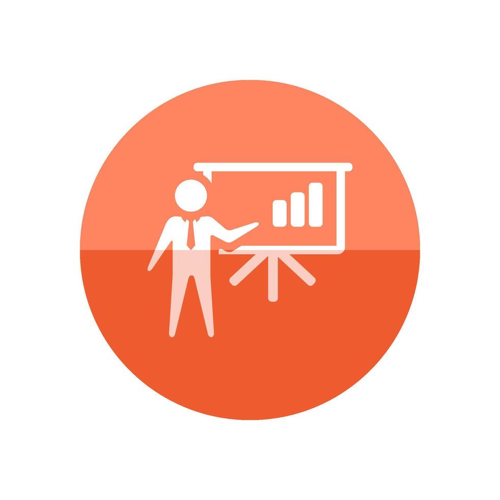 Businessman chart icon in flat color circle style. Business presentation meeting data finance growth vector