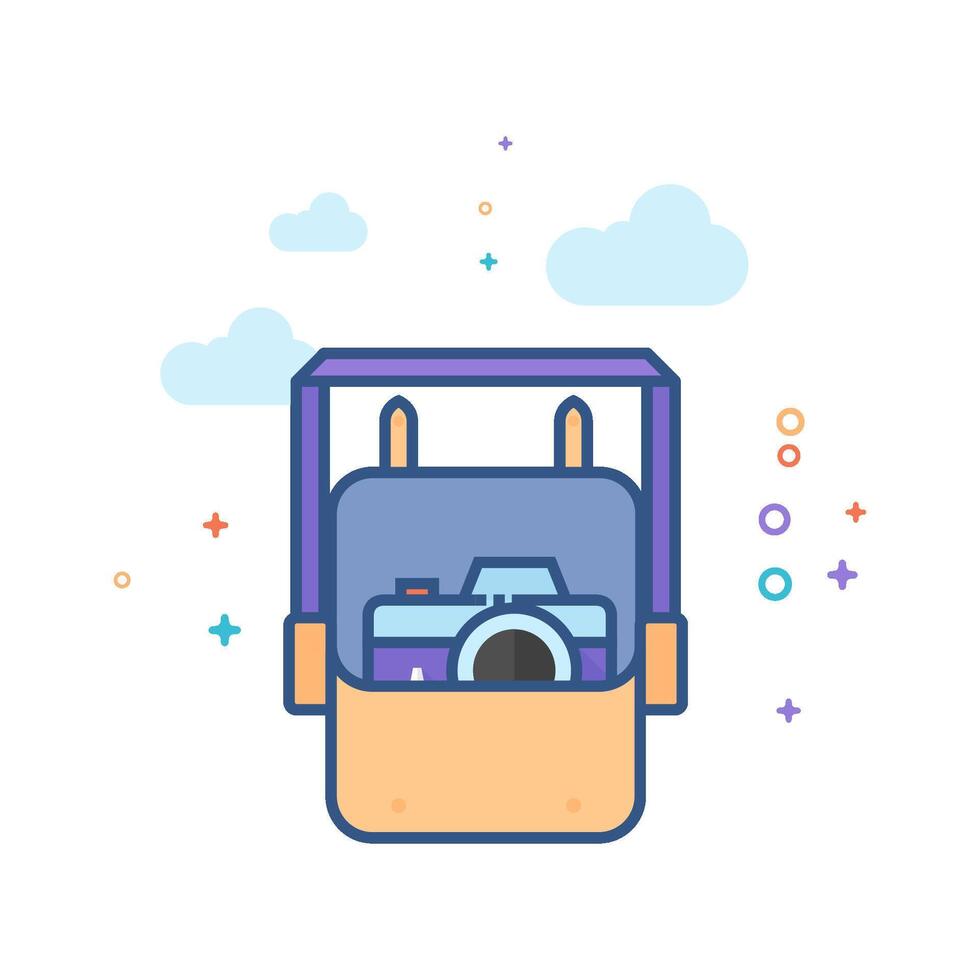 Camera bag icon flat color style vector illustration