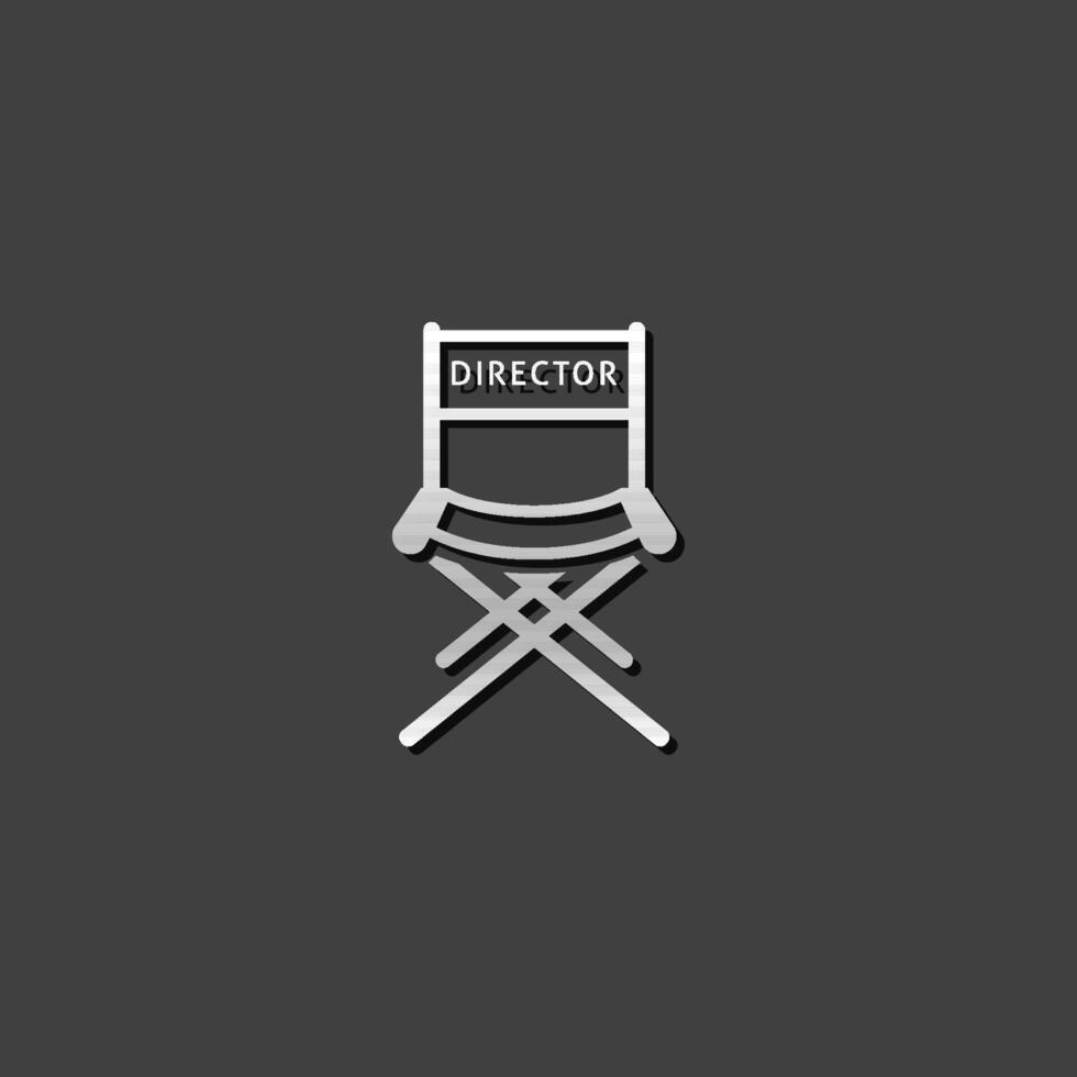 Movie director chair icon in metallic grey color style. Industry entertainment cinema vector