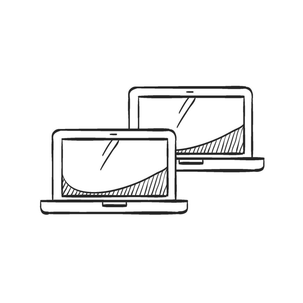 mano dibujado bosquejo icono laptops vector