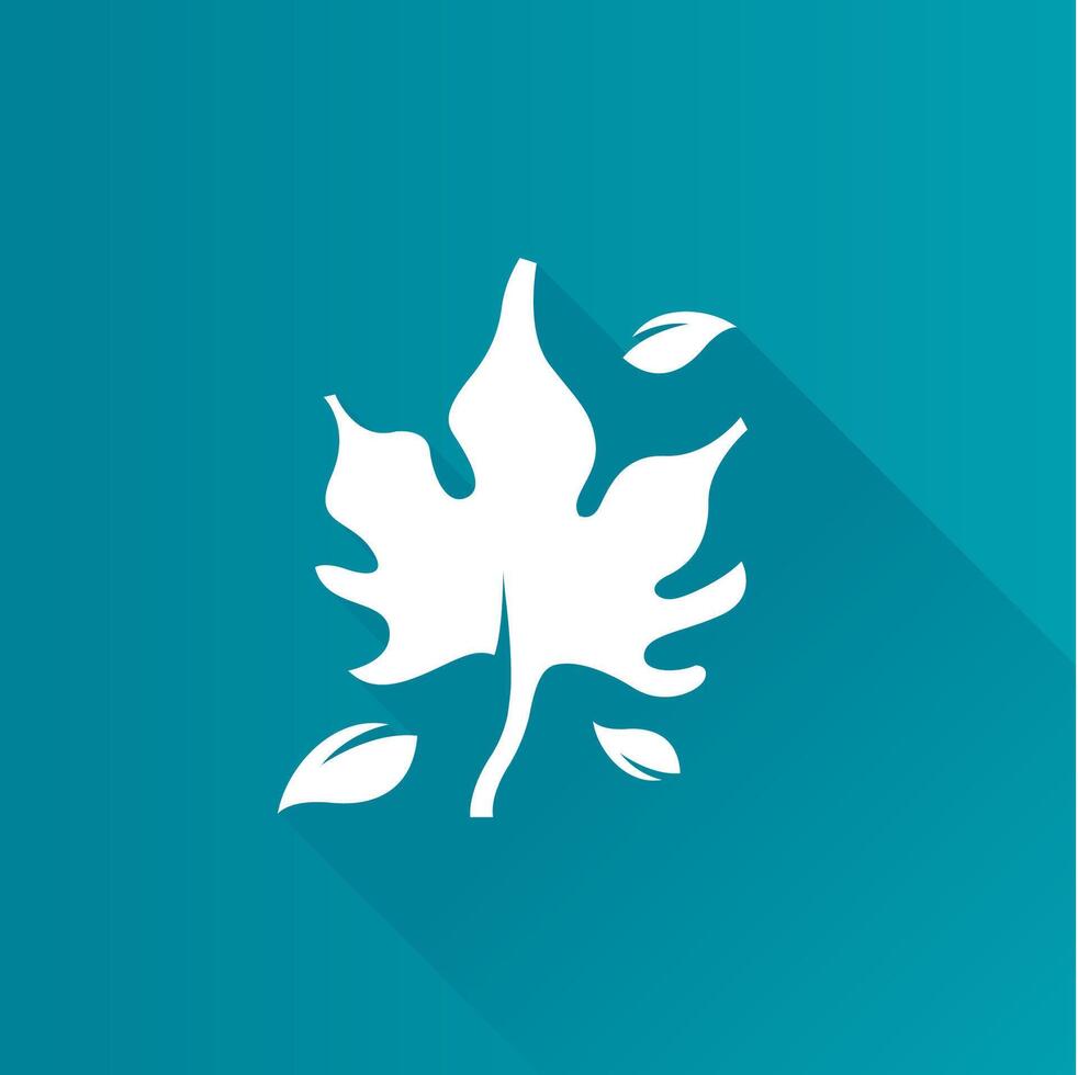 Maple leaf flat color icon long shadow vector illustration