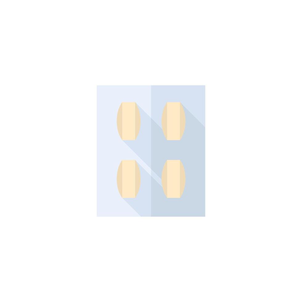 Pills icon in flat color style. Vitamin medicine drugs painkiller addiction blister pack vector