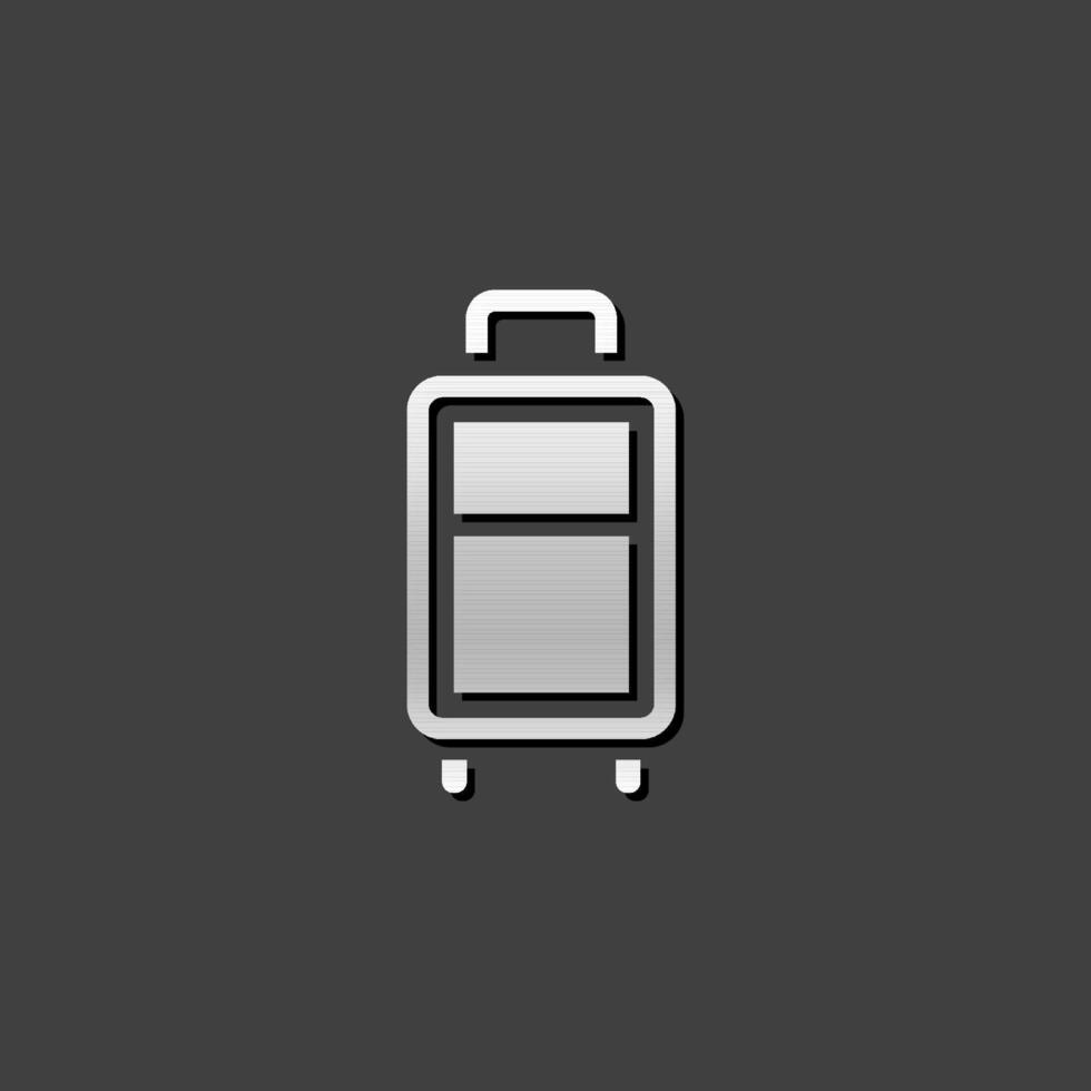 Traveling suitcase icon in metallic grey color style. Journey holiday business vector