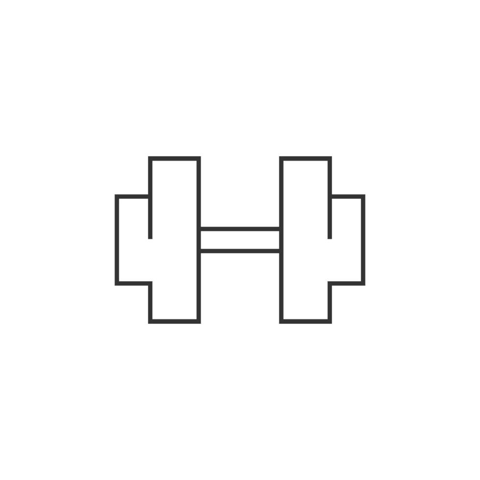 Dumbbell icon in thin outline style vector