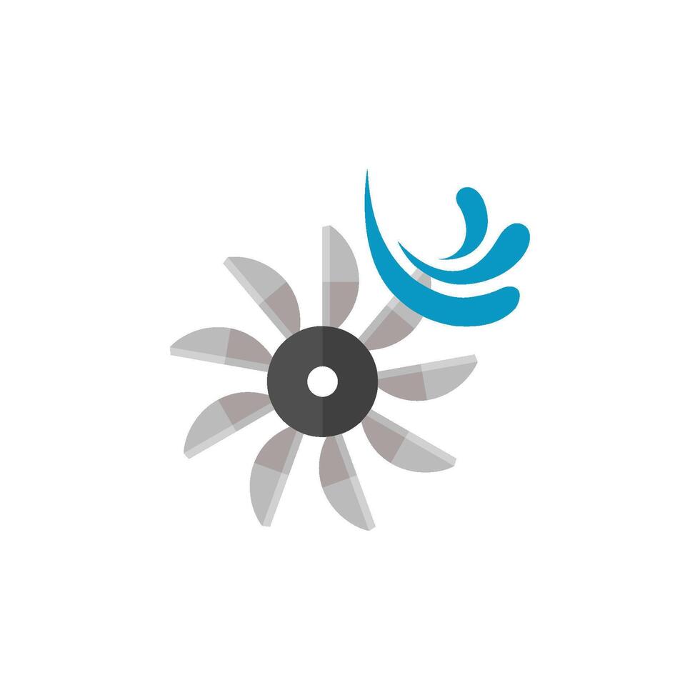 Water turbine icon in flat color style. Energy renewable green environment vector