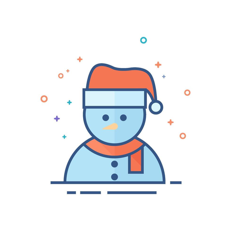 Snowman icon flat color style vector illustration