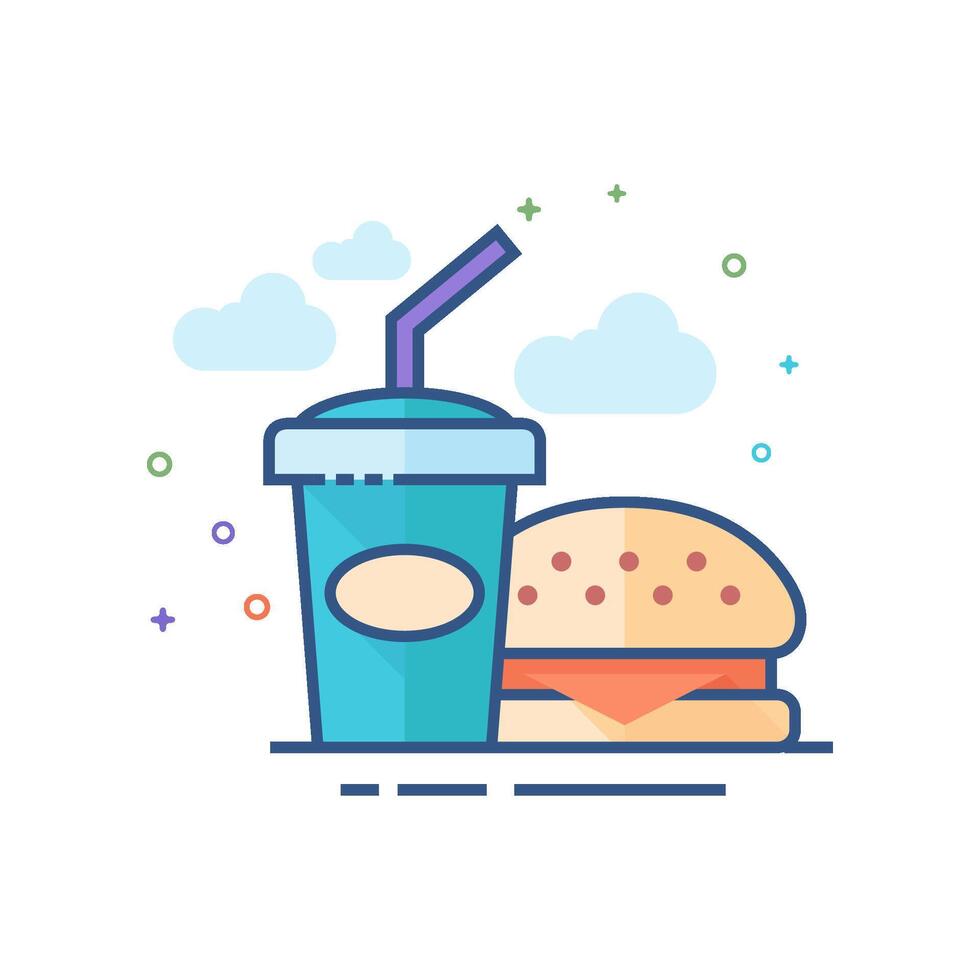 Fast food icon flat color style vector illustration