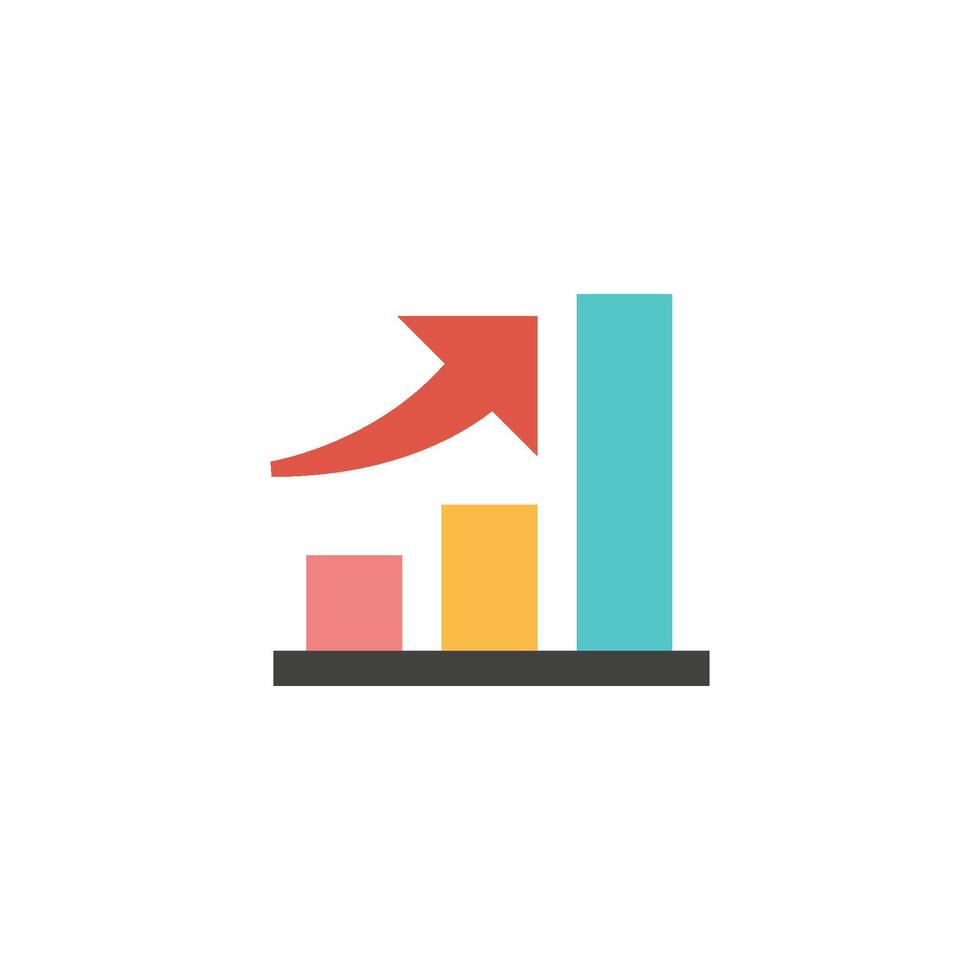 Bar chart icon in flat color style. Finance report banking growth investment vector