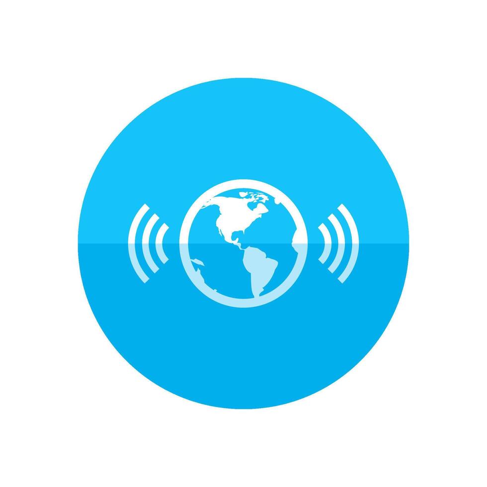 Wireless world icon in flat color circle style. Internet communication connection global vector