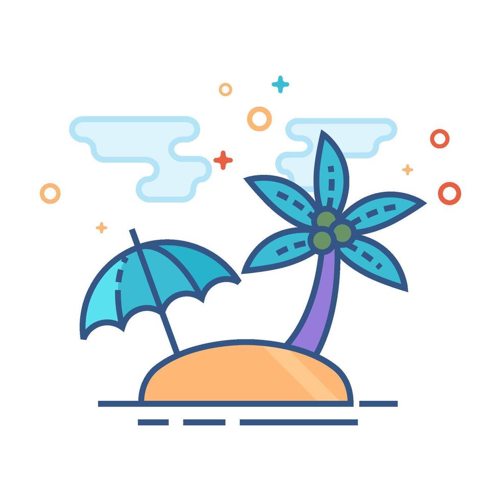 Island icon flat color style vector illustration