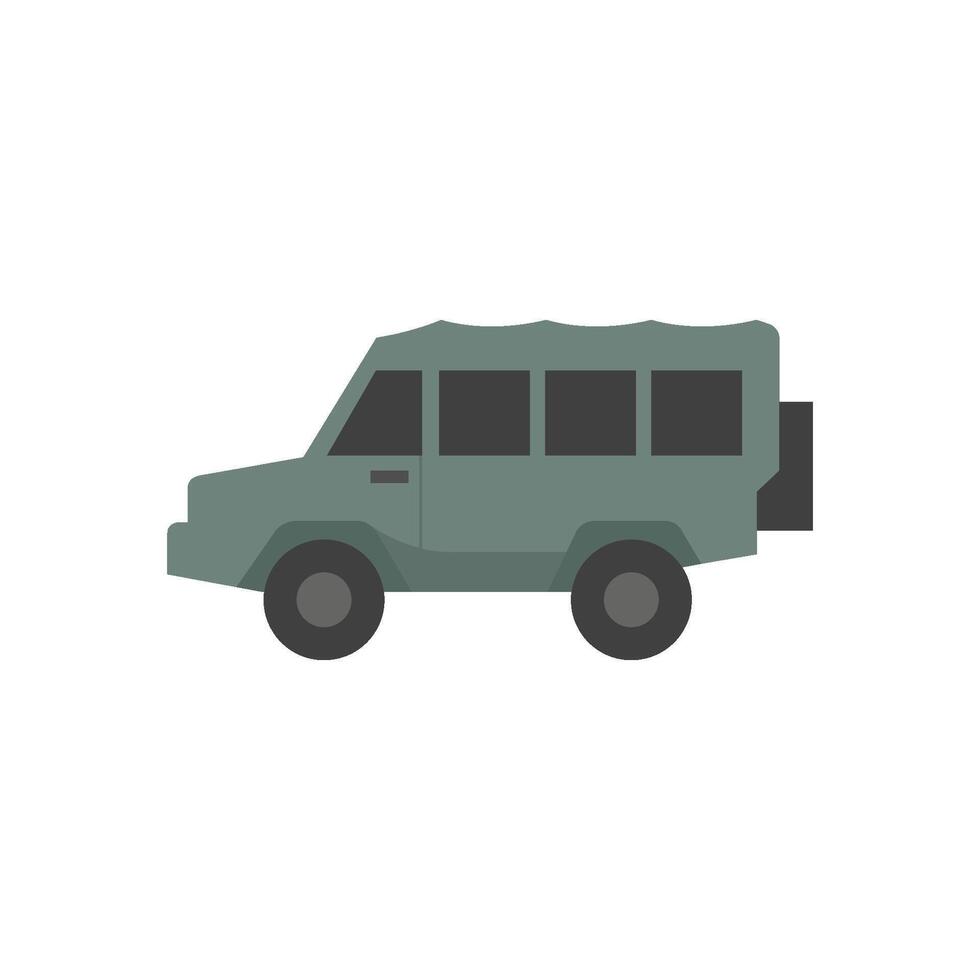 Offroad car icon in flat color style. Truck, double cabin, 4x4, 4 wheel driver explore safari vector