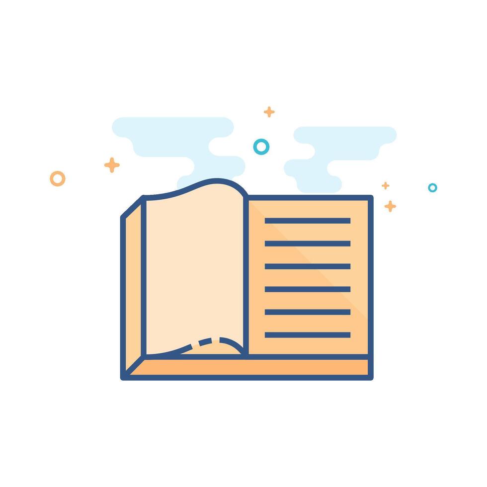 Books icon flat color style vector illustration