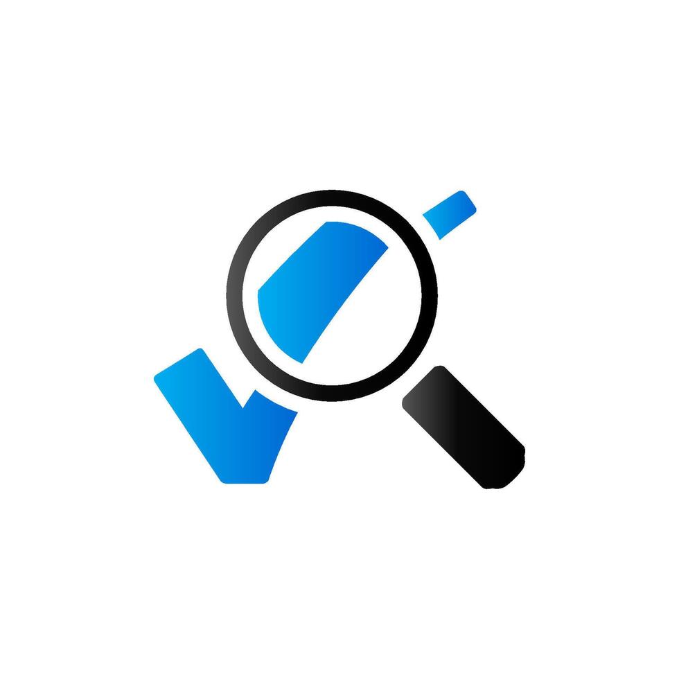 Magnifier check mark icon in duo tone color. Zoom find locate vector