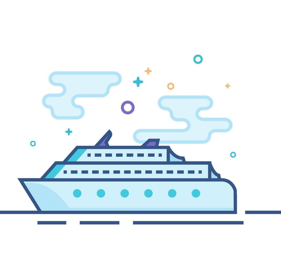 crucero Embarcacion icono plano color estilo vector ilustración