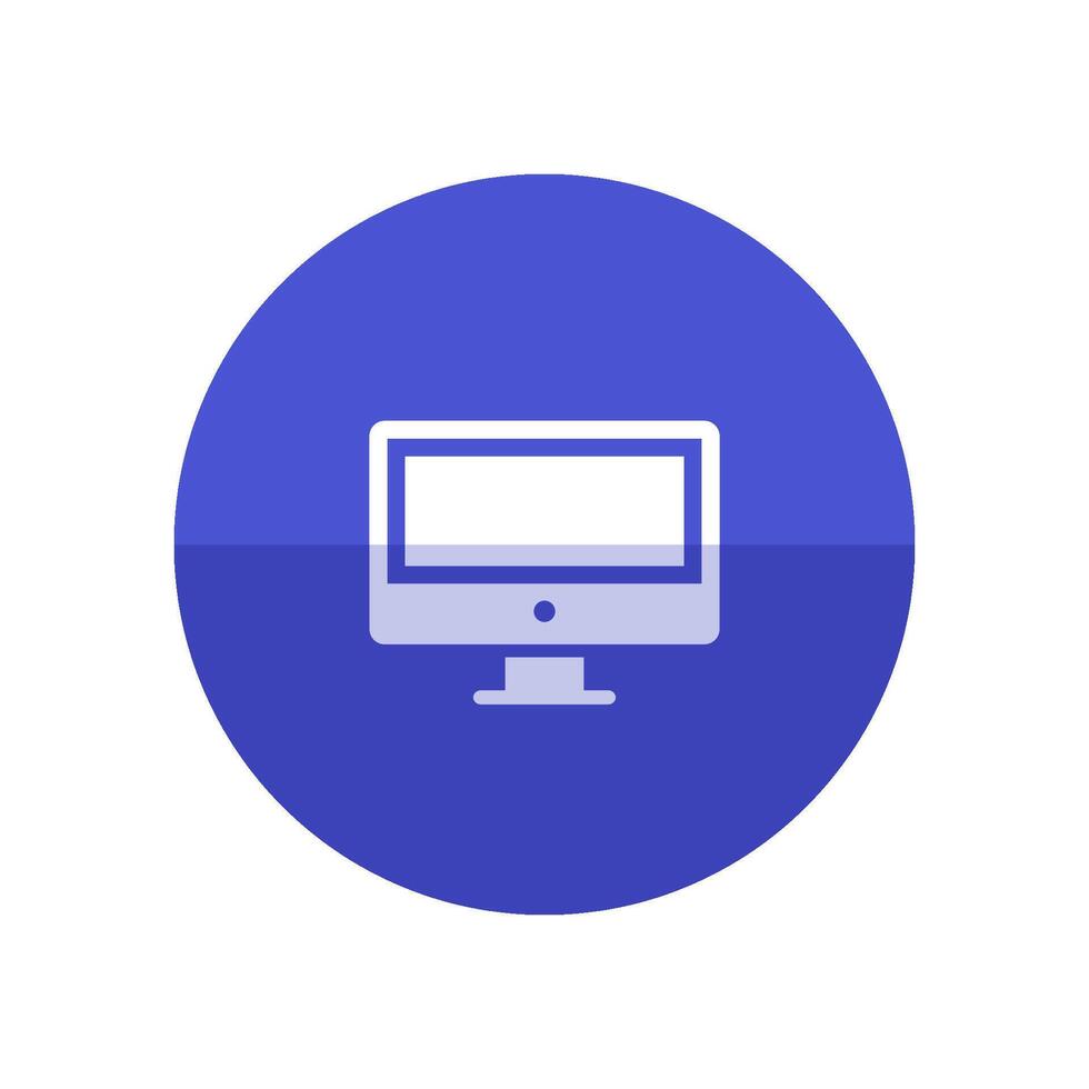Desktop computer icon in flat color circle style. Electronic office monitor vector