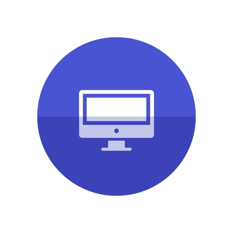 Desktop computer icon in flat color circle style. Electronic office monitor vector