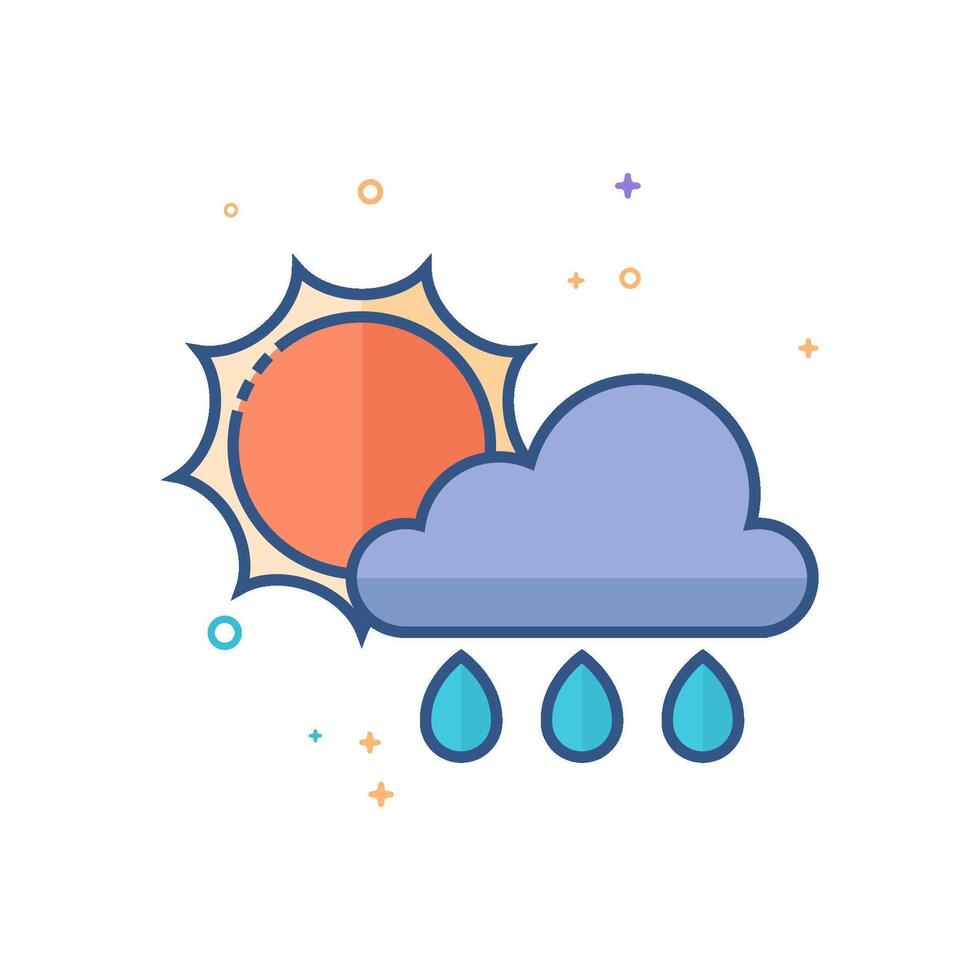 Rainy icon flat color style vector illustration