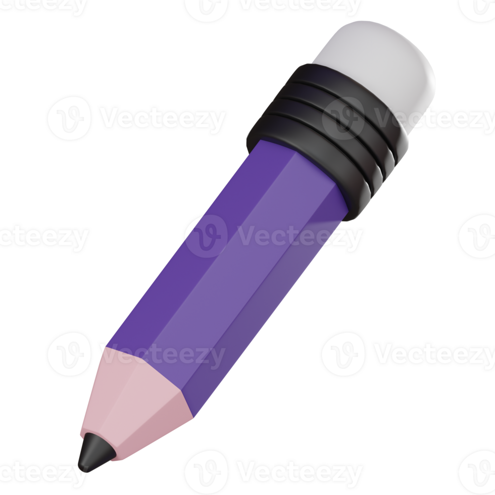 Pencil Icon for Learning and Creativity. 3D Render png