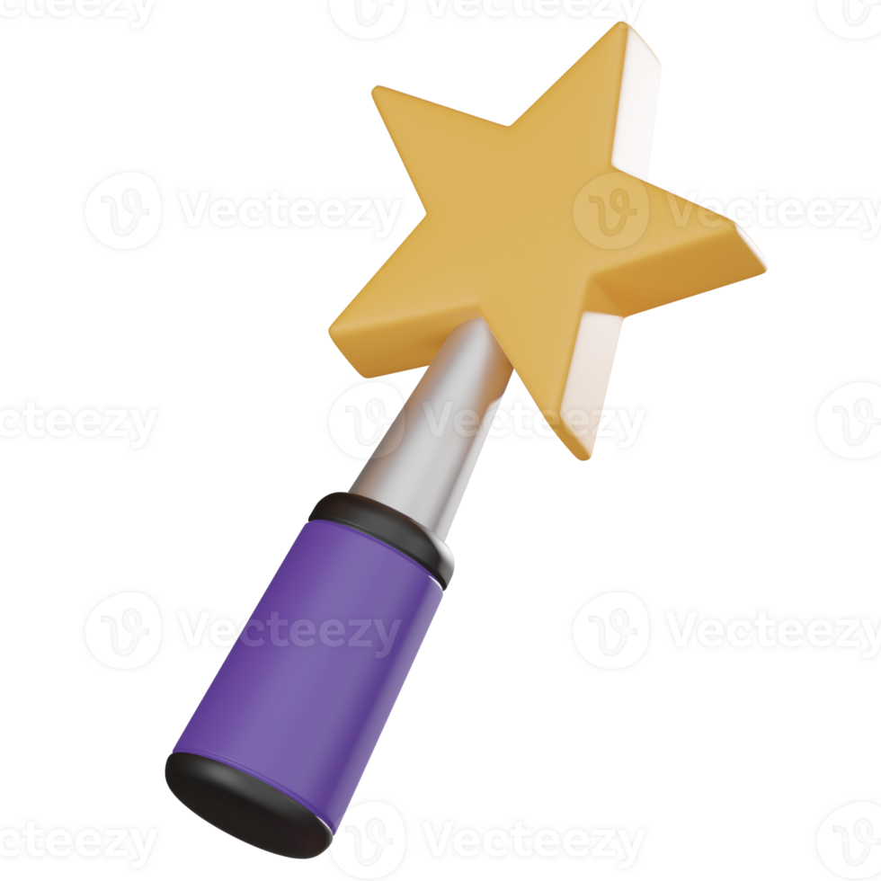 3D Icon of Graphic Wizardry with Iconic Magic Wand Tool. 3D render png