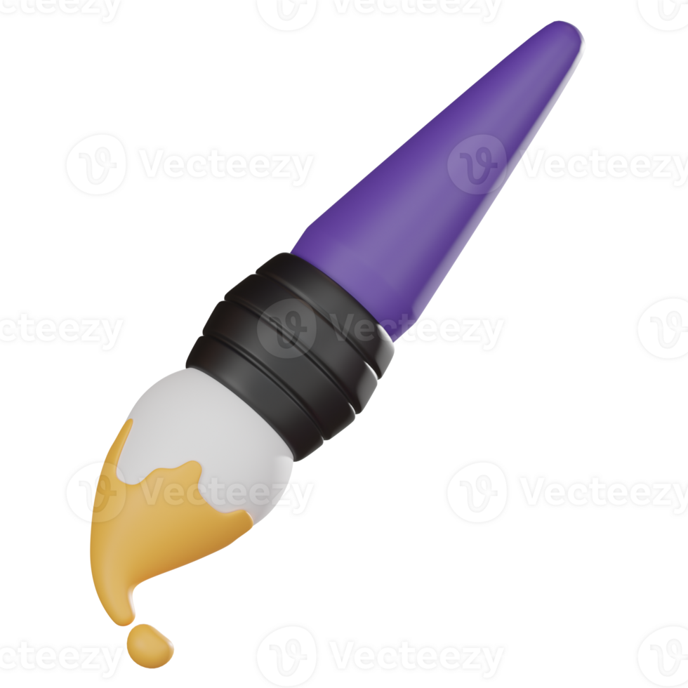 3D Paintbrush Icon for Artistic Expression and Design. 3D render png