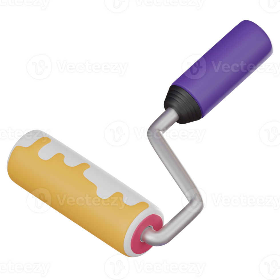 Transform spaces of paint roller symbol of creativity and home renovation. Perfect for DIY projects, interior design, and artistic concepts. 3D render illustration png