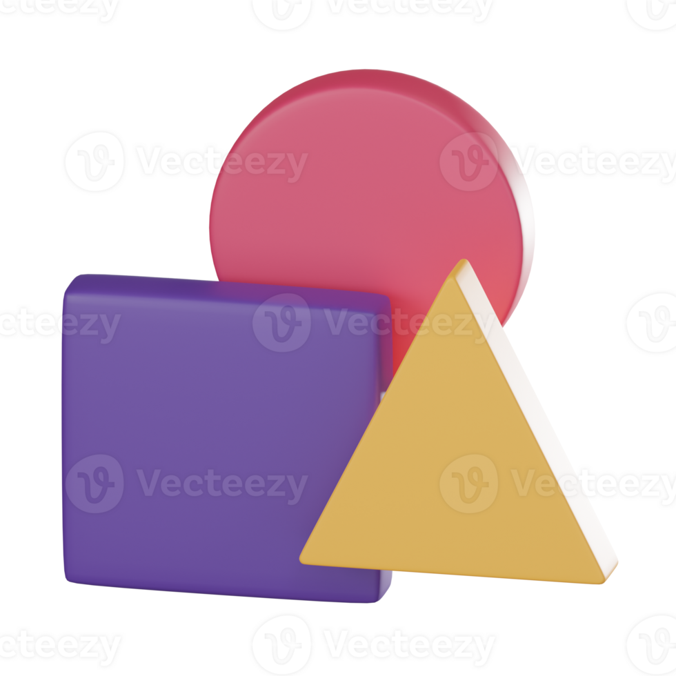 Vibrant Geometry, Colorful 3D Icon Shapes Tool Triangle, Square, Circle in Abstract. 3D Render png