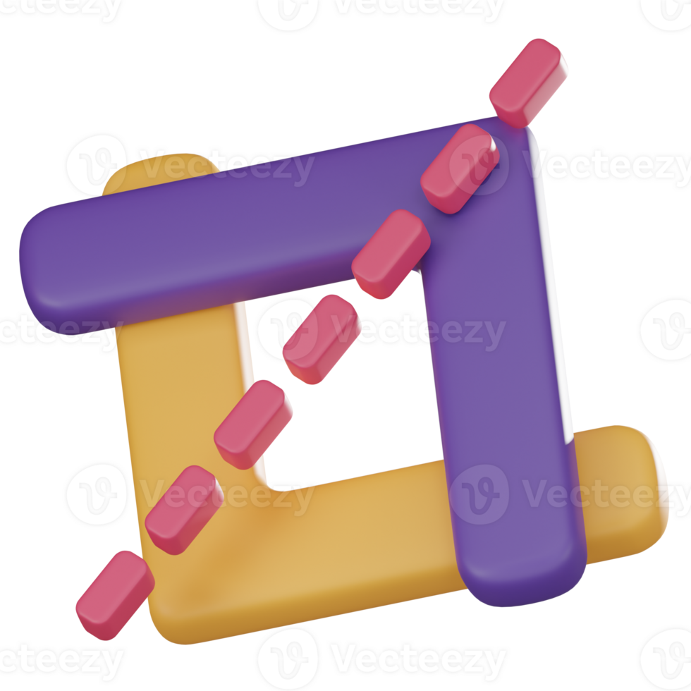 Digital Artistry Unleashed, 3D Crop Tool Icon for Creative Design. 3D render png