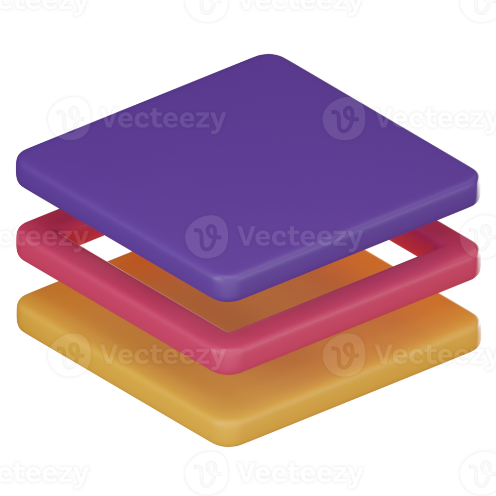 3D Icon of Layer Tool for Graphic Design Innovation. 3D render png