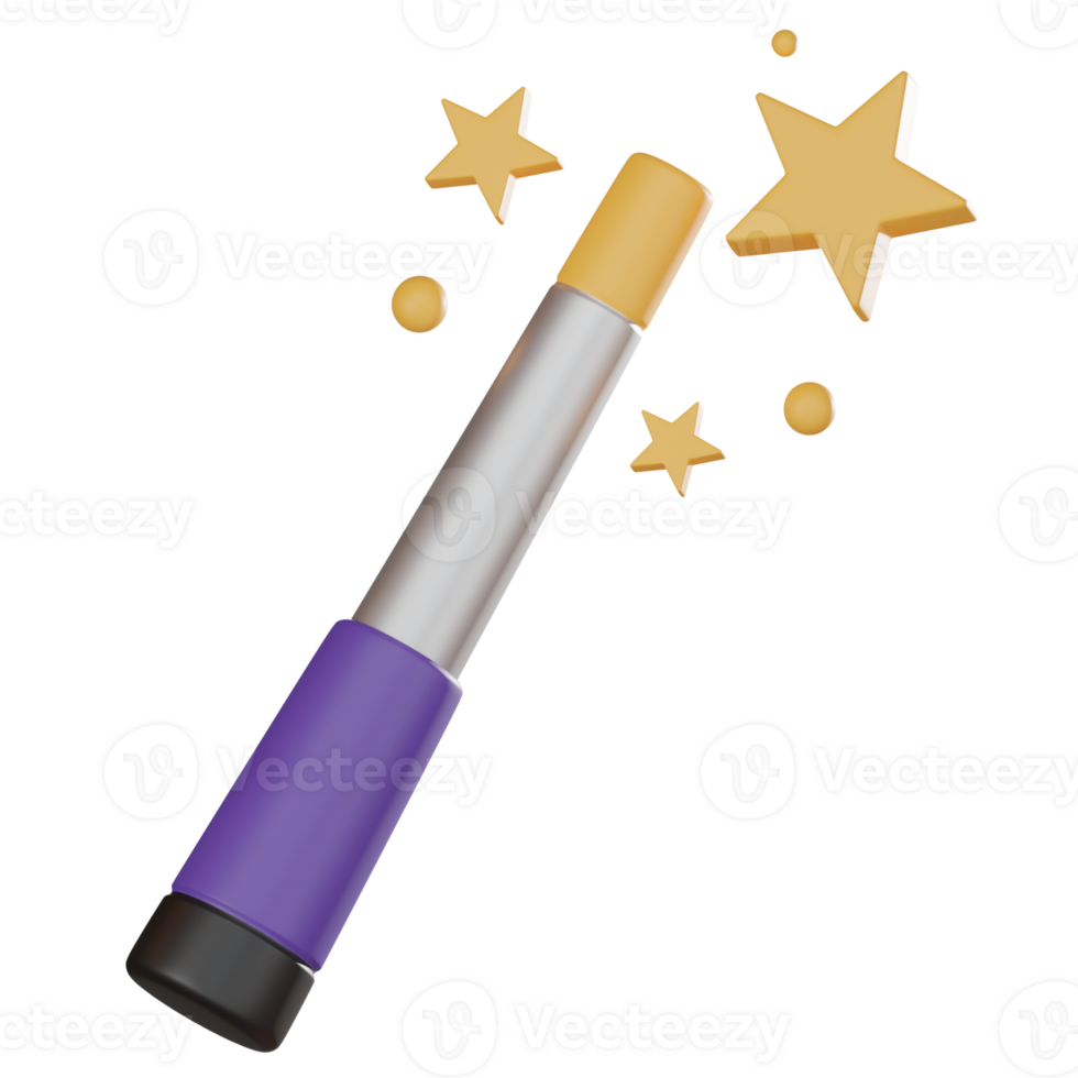 3D Icon of Graphic Wizardry with Iconic Magic Wand Tool. 3D render png