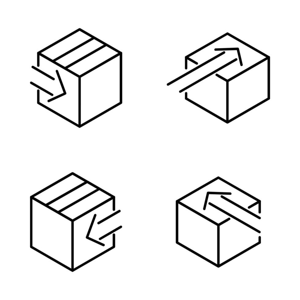 caja entrega con flecha línea icono diseño vector