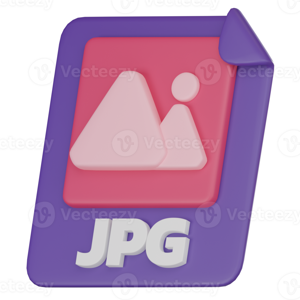 3D Icon of JPG File Format Icon Symbolizing Tech Innovation. 3D Render png