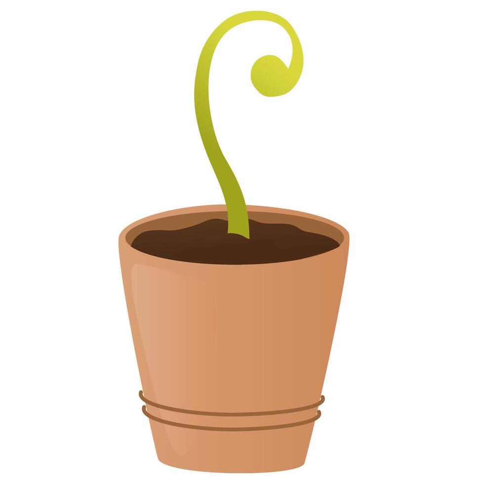 maceta con planta brote. planta de semillero jardinería planta. semillas brote en suelo. brote, planta, árbol creciente agricultura iconos vector mano dibujar plano ilustración aislado en blanco antecedentes.