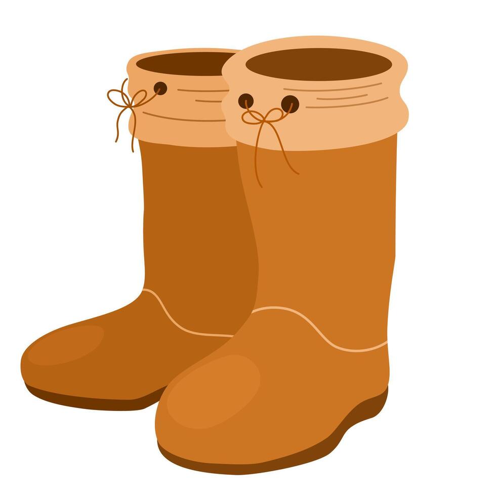 Rubber boots. Water protection, waterproof shoes. Gardening, autumn, spring season. Hand drawn vector illustration isolated on white