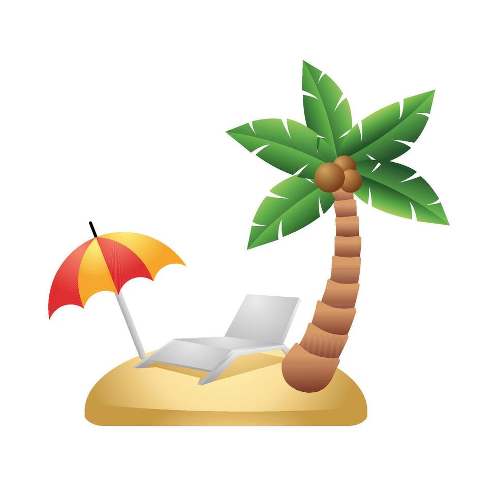 Island icon in color. Tropical beach sea vector