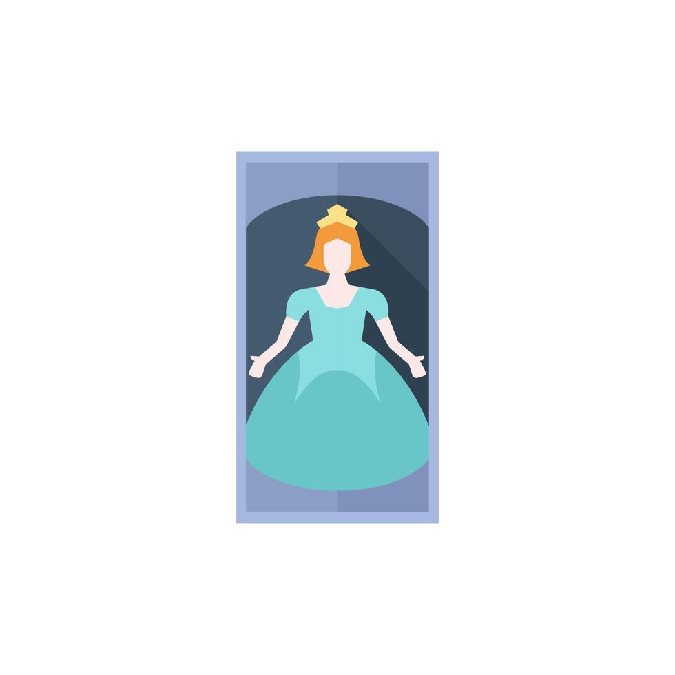 Doll icon in flat color style. Princess toy playing girl kids tiara vector