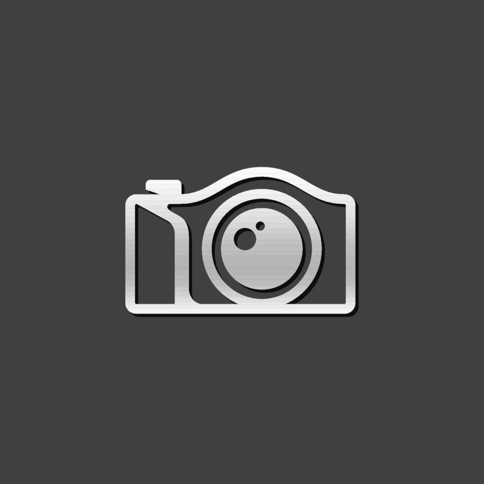 Camera icon in metallic grey color style. Photography mirror less digital vector