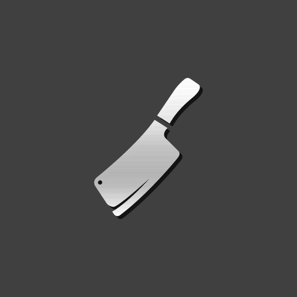 Butcher knife icon in metallic grey color style. Kitchen restaurant chef tool vector