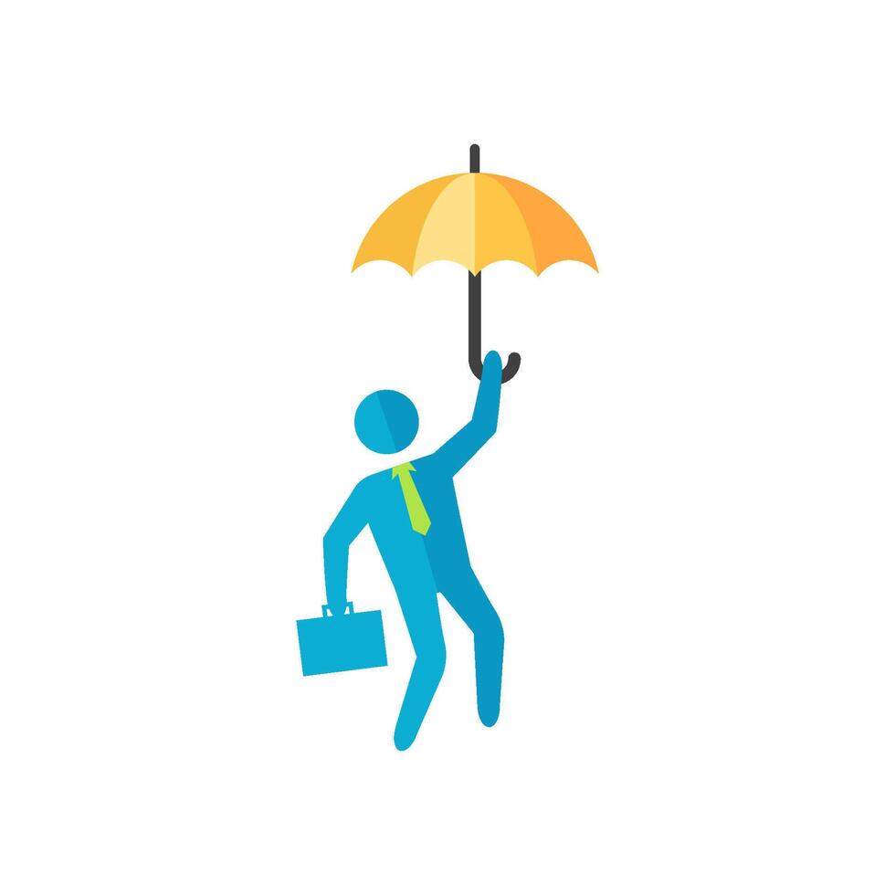 Businessman umbrella icon in flat color style. Business people challenge office vector