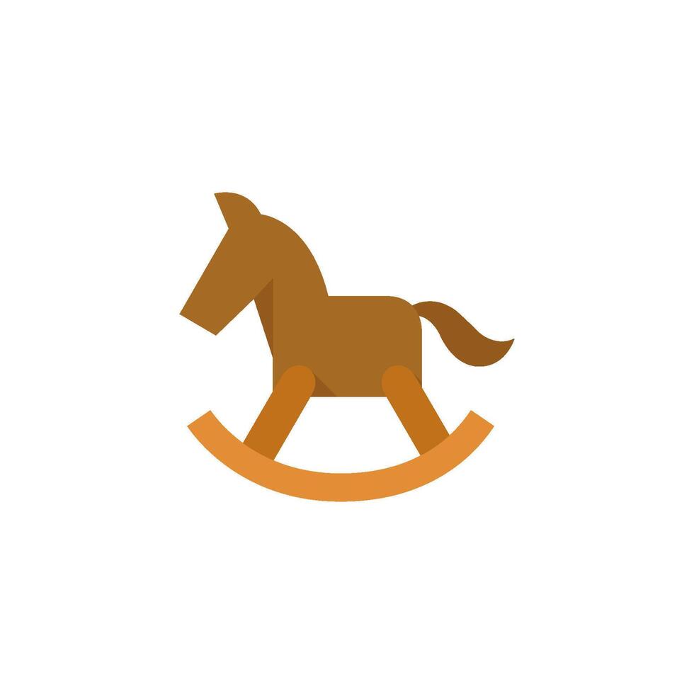 Rocking horse toy icon in flat color style. Kinds playing riding games vector