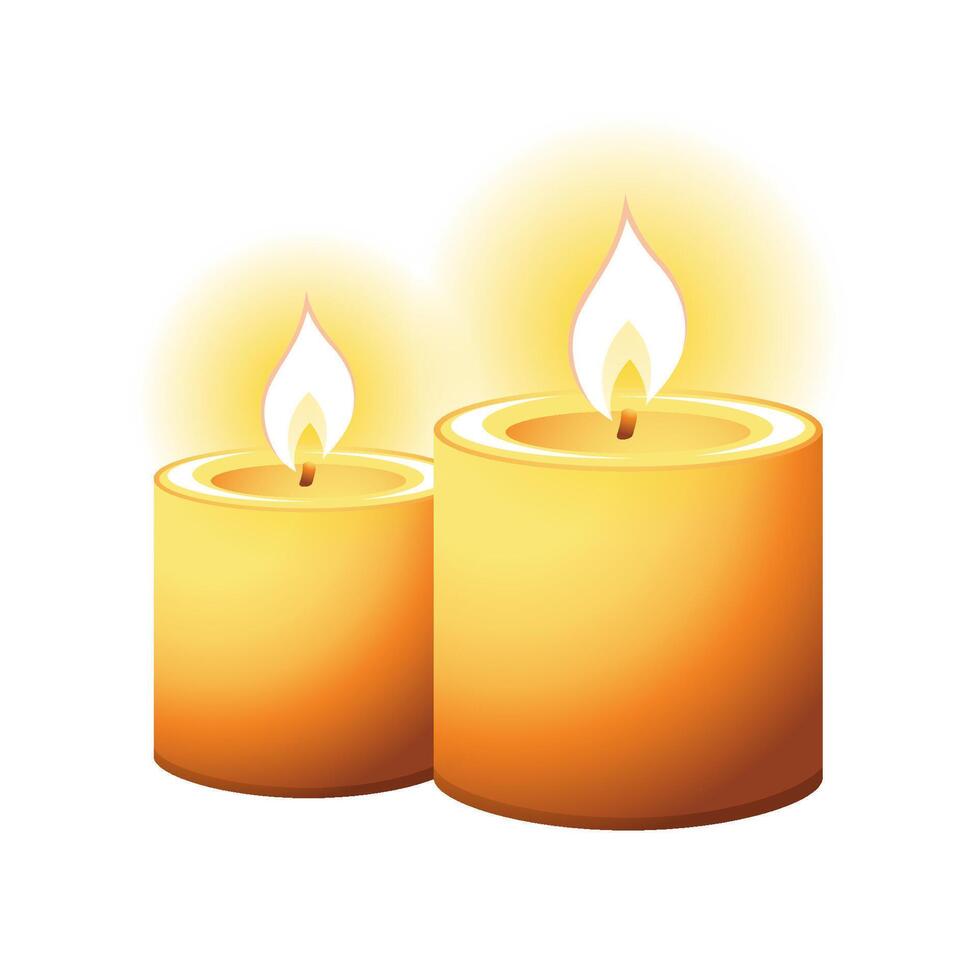 Candles icon in color. Light memorial fire vector