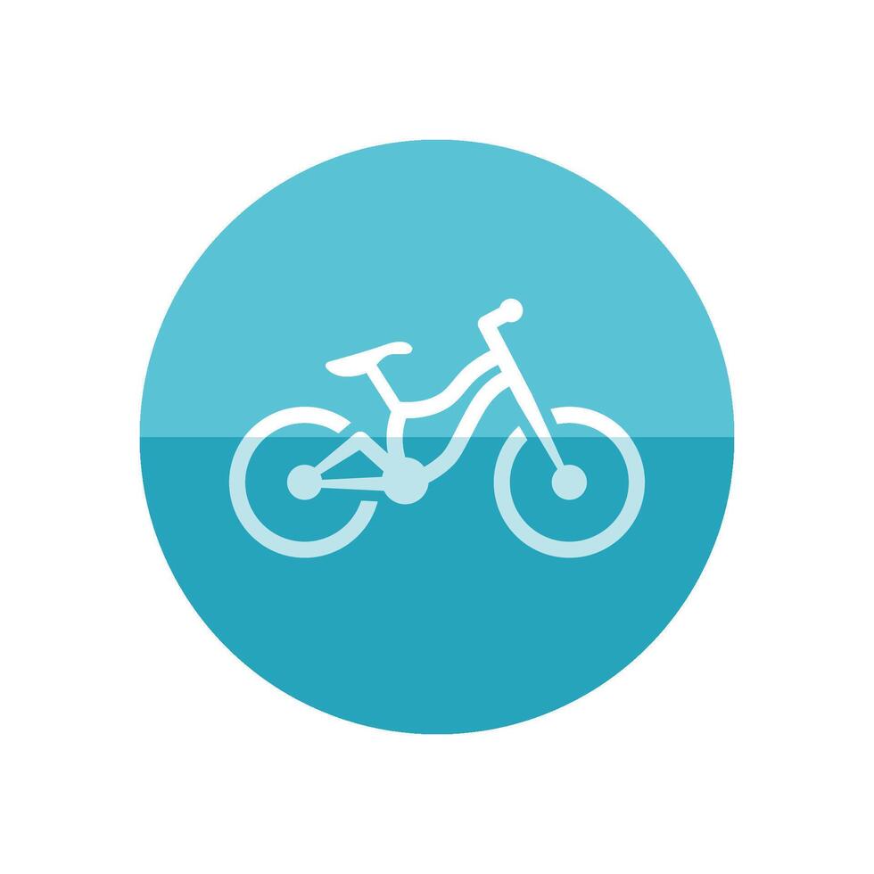 Mountain bike icon in flat color circle style. Sport transportation explore distance endurance bicycle suspension vector