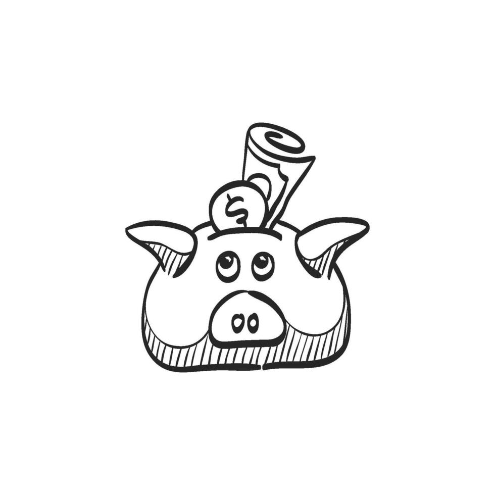 Hand drawn sketch icon coin piggybank vector