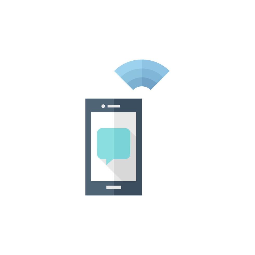 Smartphone icon in flat color style. Communication device, touch screen vector