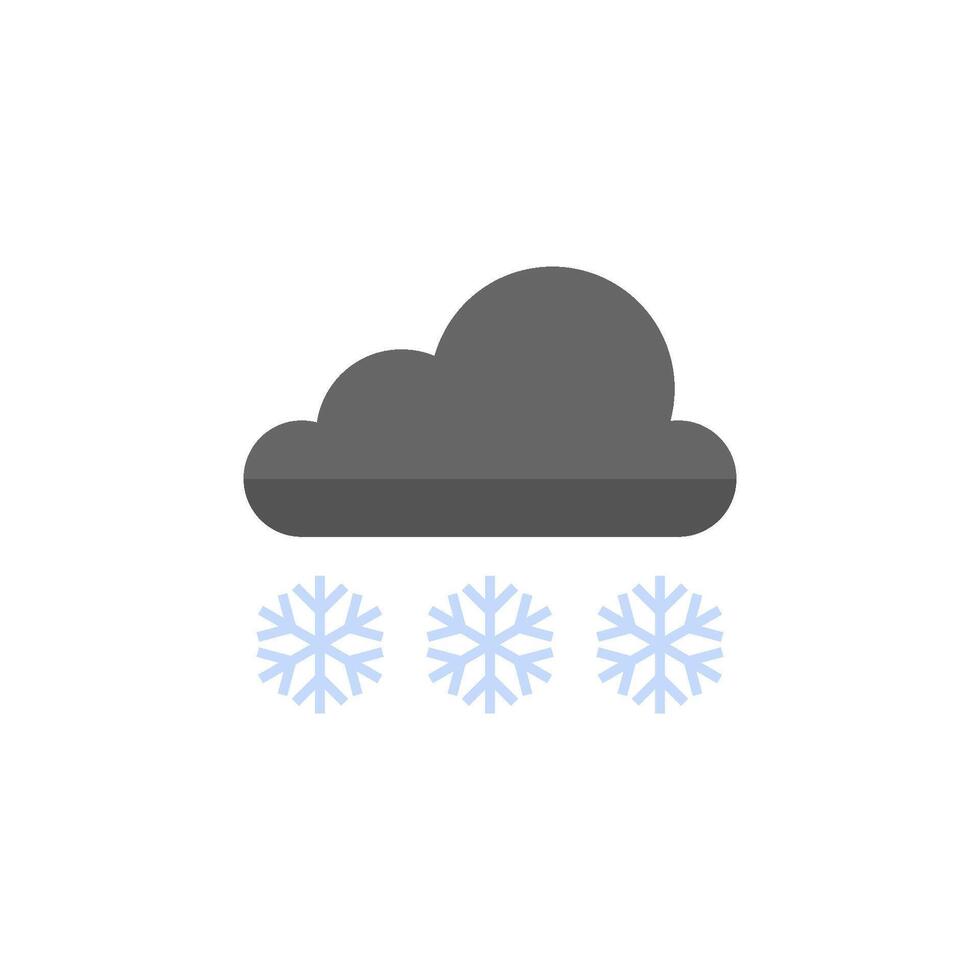 clima nublado nevando icono en plano color estilo. naturaleza copos de nieve invierno diciembre vector