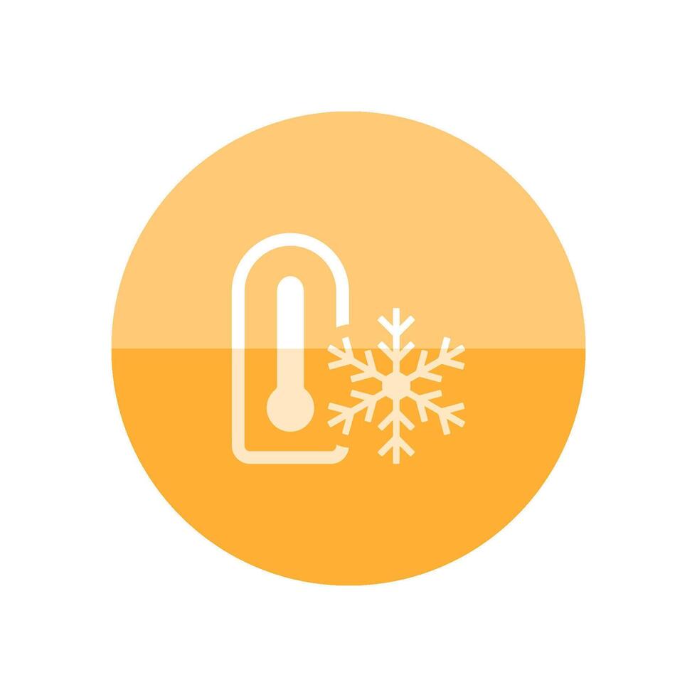 Thermometer icon in flat color circle style. Medical nature science temperature measure cold freezing December vector