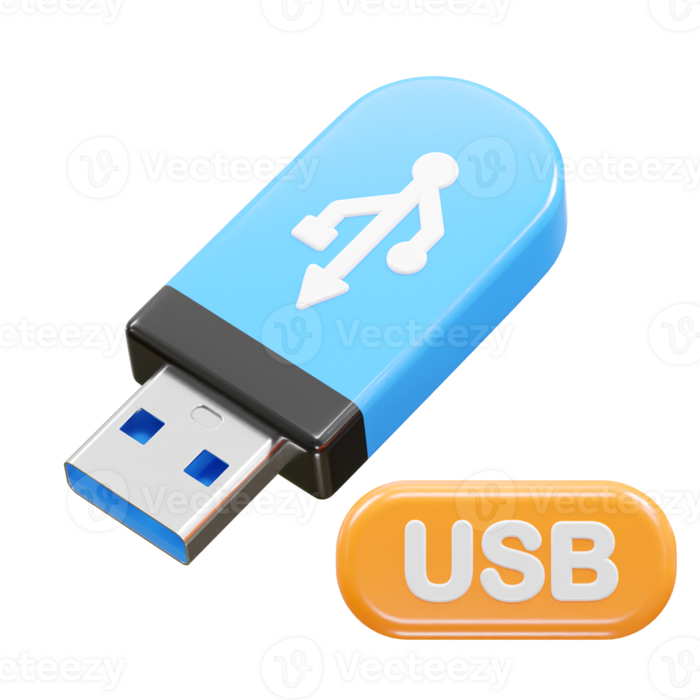 Pendrive usb icon 3d rendering illustration element png