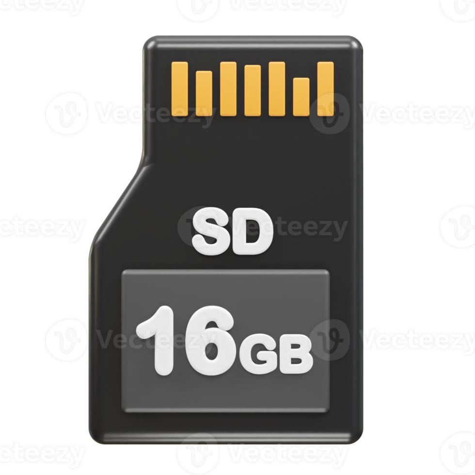 Sd card 16gb icon 3d illustration rendering element png
