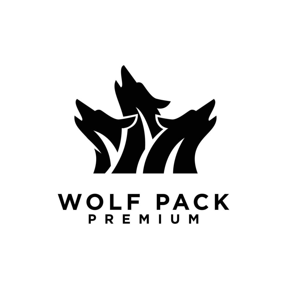 wolf pack logo icon design illustration vector