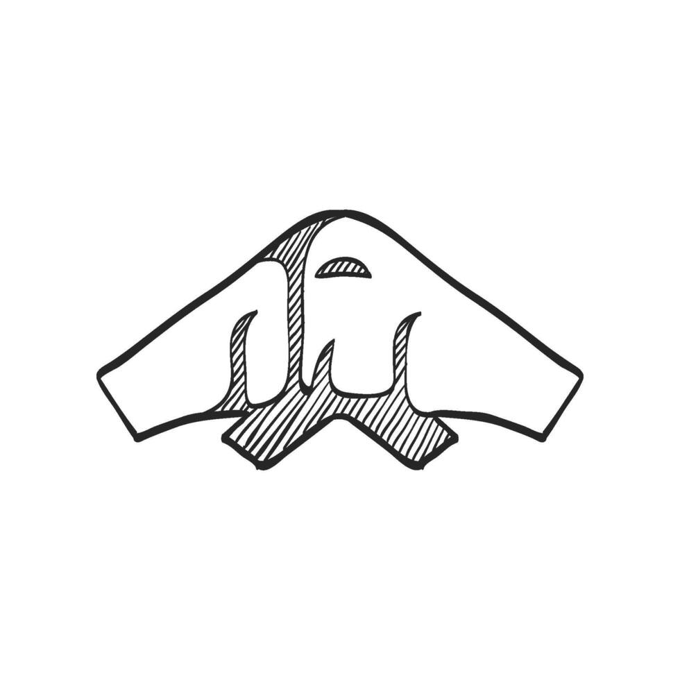 Hand drawn sketch icon stealth bomber jet vector