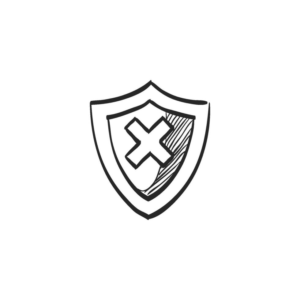 Hand drawn sketch icon shield vector